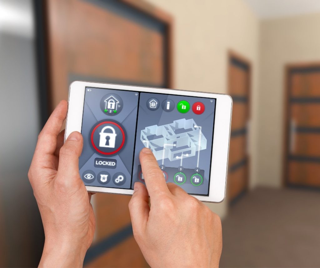 Smart home automation locking house door with security remote control